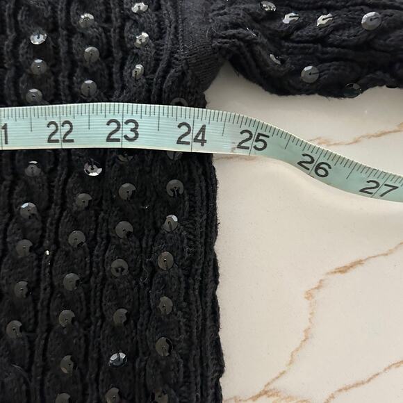 Classiques Entier Sweater Sequin Black Vintage Oversized SZL V-Neck Holiday - Picture 8 of 9